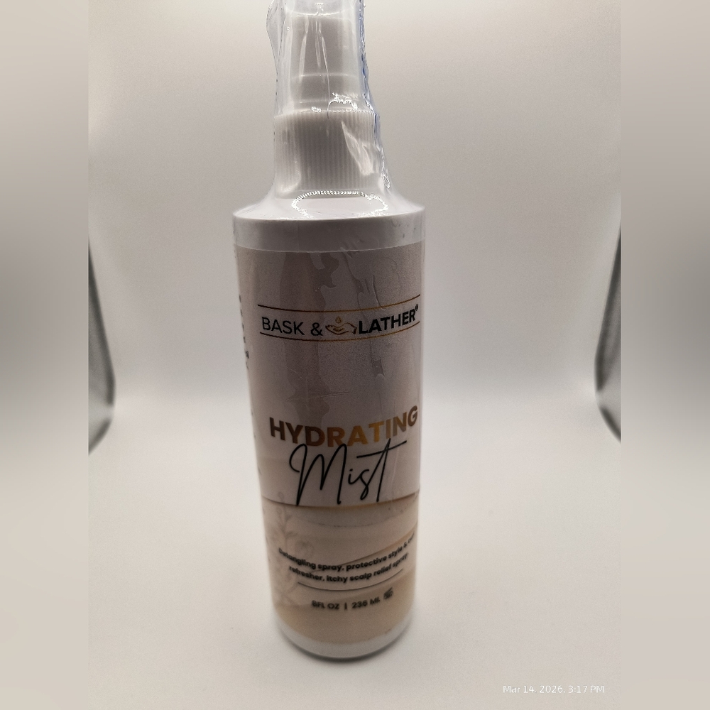 Bask & Lather Hydrating Hair Mist Conditioner Detangling Spray 8 Fl Oz Sealed